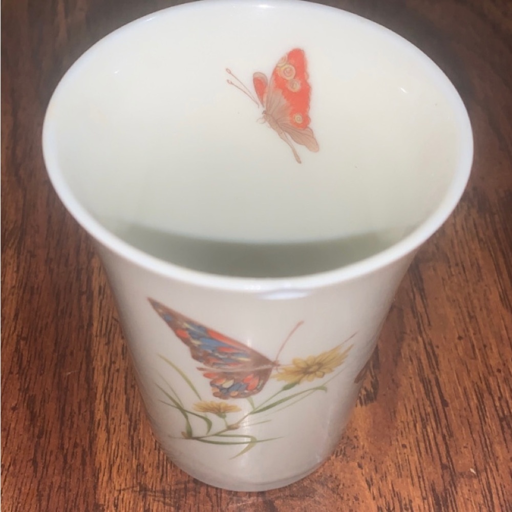Vintage Tumbler Vase Takahashi San Francisco Butterflies Hand decorated 4 inches
